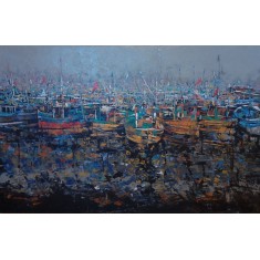 Shan Amrohvi, 48 x 72 inch, Acrylic on Canvas, Cityscape Painting, AC-SA-197